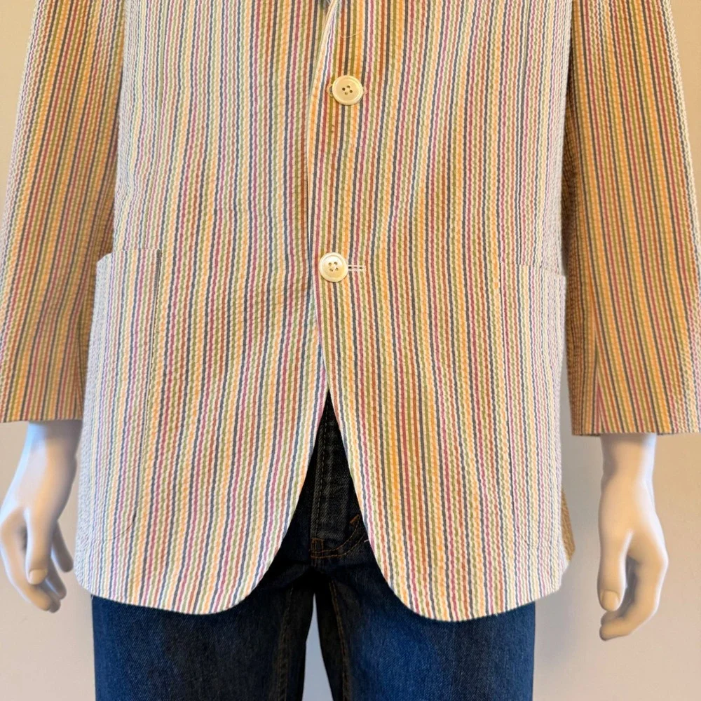 Maus & Hoffman Mens 44R Seersucker Stripe Sport Coat Blazer Multi-Color USA Made